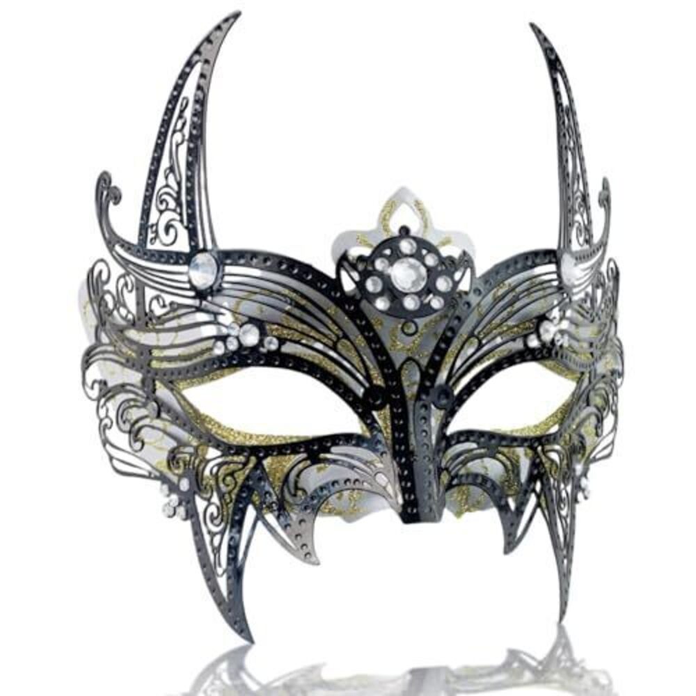 3660 Sparkling Silver Black Rhinestone Black and Silver Designer Masquerade